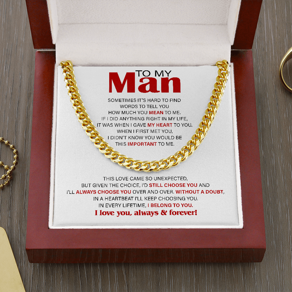 Necklace for Man - I belong to you, Birthday Gift, Anniversary, Father's Day Gift, Necklace for Man, Cuban Link Chain Necklace