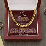 To My Son Necklace Gift From Mom You either Win or Learn, Just go forth and aim for the skies - Love, Mom Cuban Link Chain Necklace LX006E