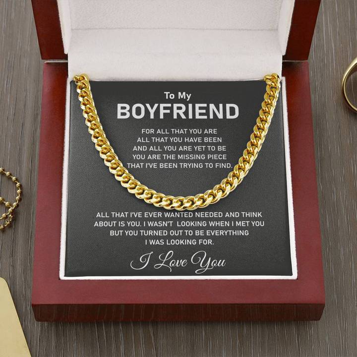 To my Boyfriend Necklace - You are the missing piece that I've been trying to find Cuban Chain Link Necklace