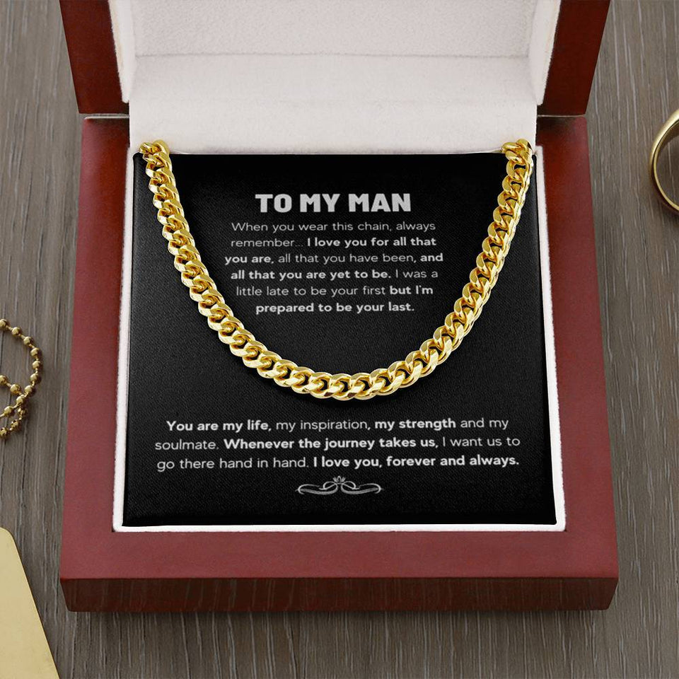 To My Man Chain Necklace Gifts For Husband Boyfriend Cuban Link Chain Necklace Anniversary To My Man Couples Present