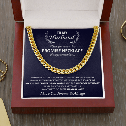 To My Husband Soulmate Man Necklace Gift - You are source of my joy, the center of my world and the whole of my heart Cuban Link Chain Necklace LX122A