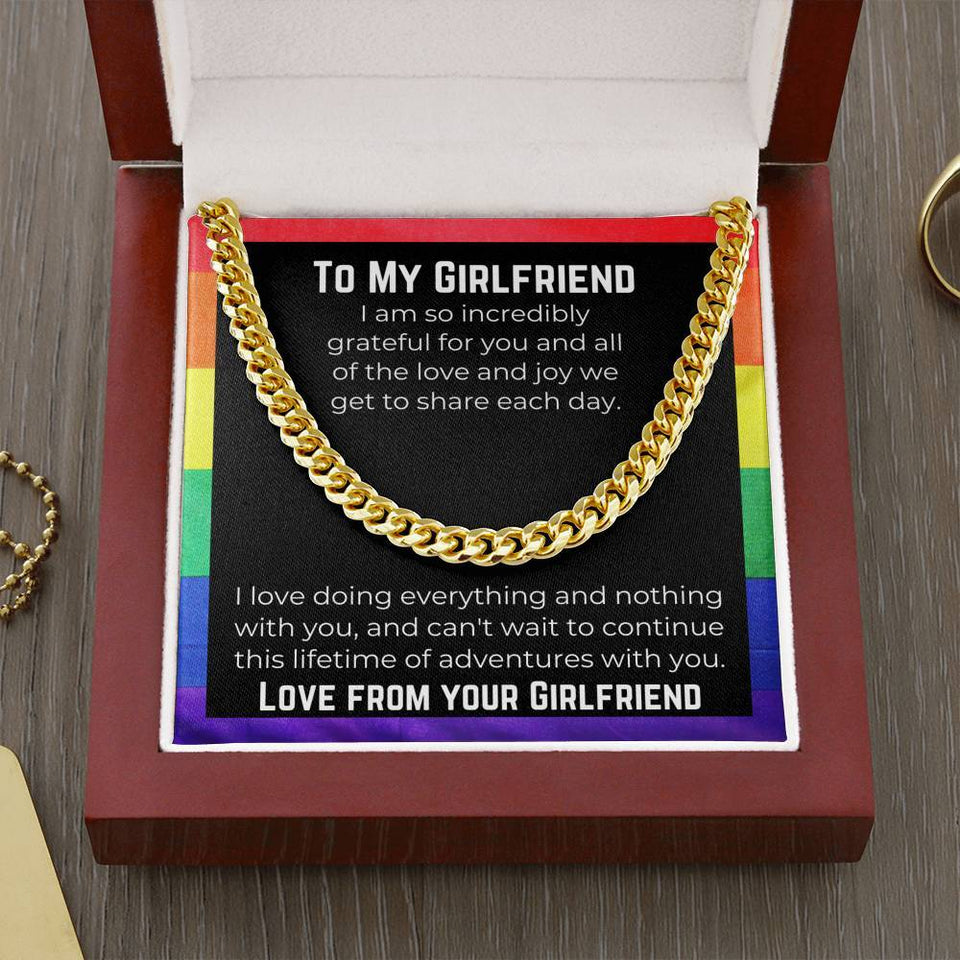 Lesbian Girlfriend Necklace. Cuban Link Chain On Message Card. Lgbtqia Bde Butch Dyke Stud Masc Gift. Birthday