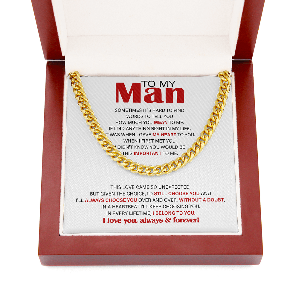 Necklace for Man - I belong to you, Birthday Gift, Anniversary, Father's Day Gift, Necklace for Man, Cuban Link Chain Necklace