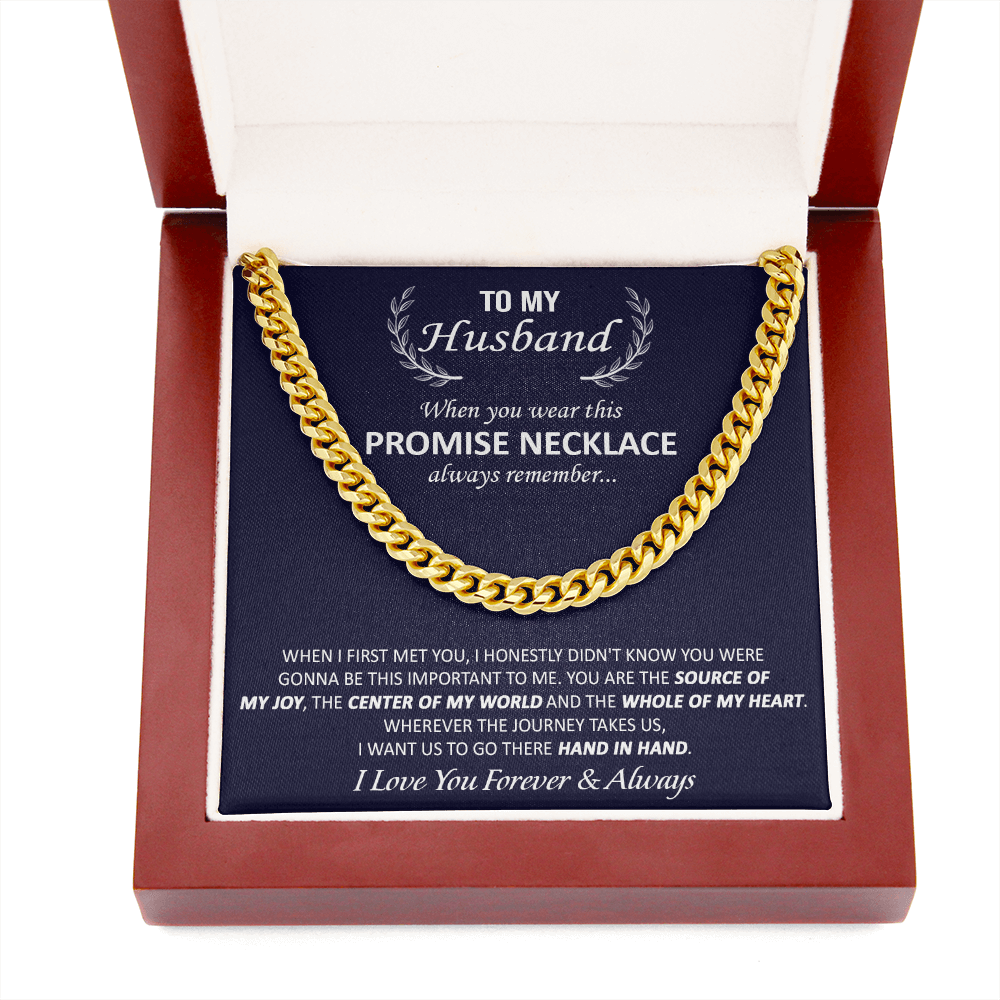 To My Husband Soulmate Man Necklace Gift - You are source of my joy, the center of my world and the whole of my heart Cuban Link Chain Necklace LX122A