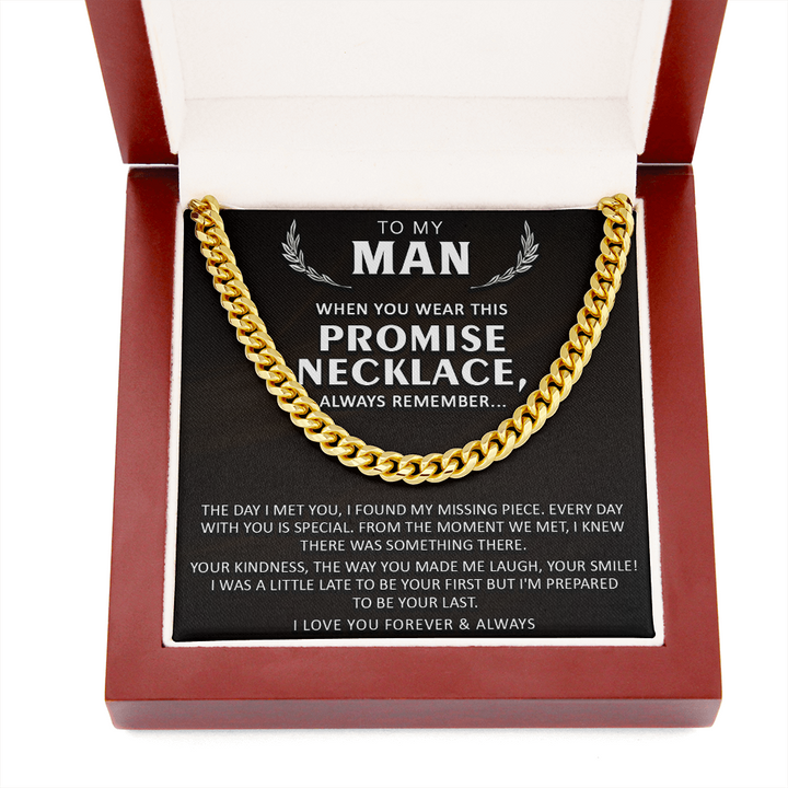 To My Man Promise Necklace Gift I Found My Missing Piece Cuban Link Chain Necklace LX017E