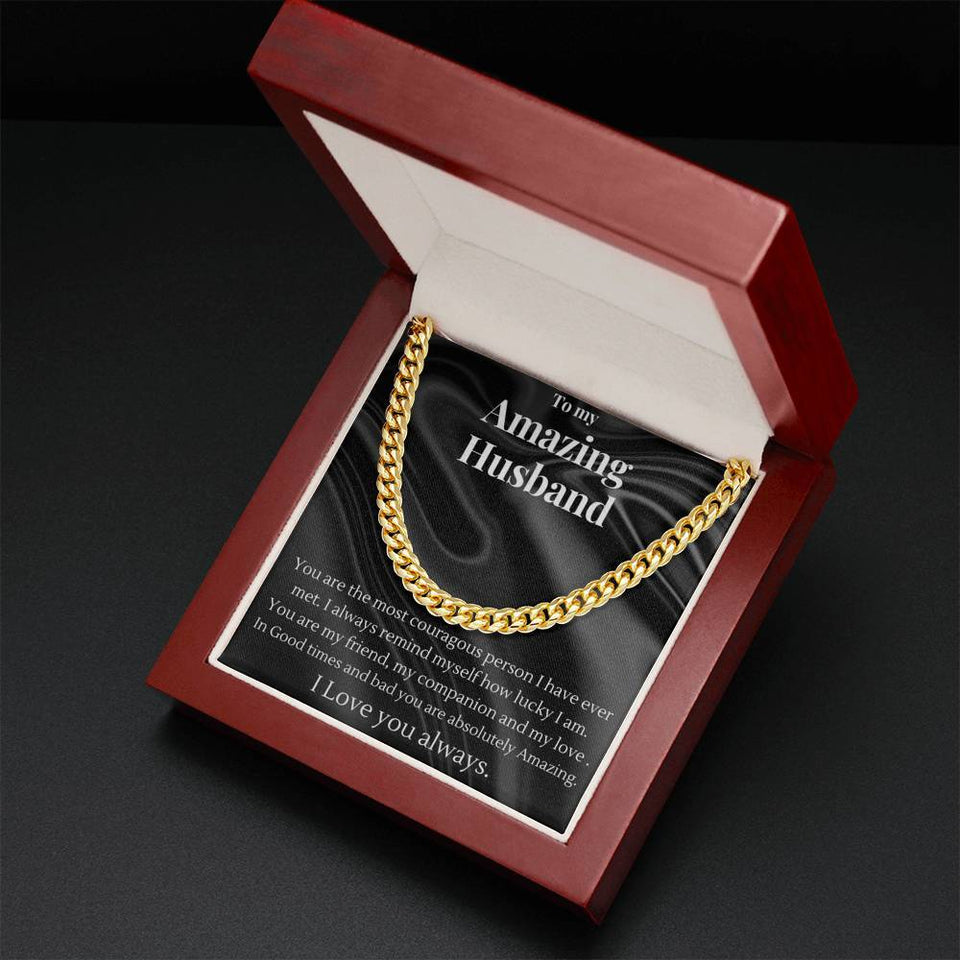 To My Amazing Husband Cuban Chain Necklace - Valentine'S Day Gift For Him