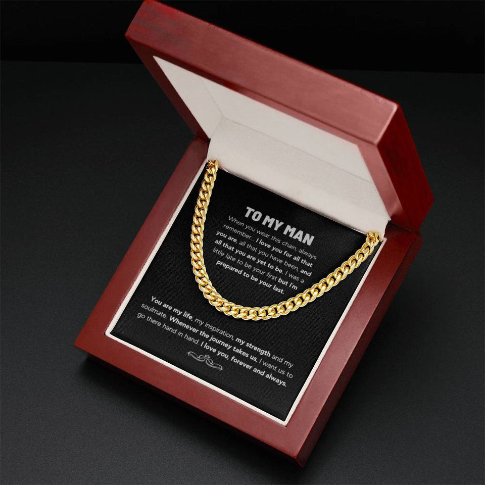 To My Man Chain Necklace Gifts For Husband Boyfriend Cuban Link Chain Necklace Anniversary To My Man Couples Present