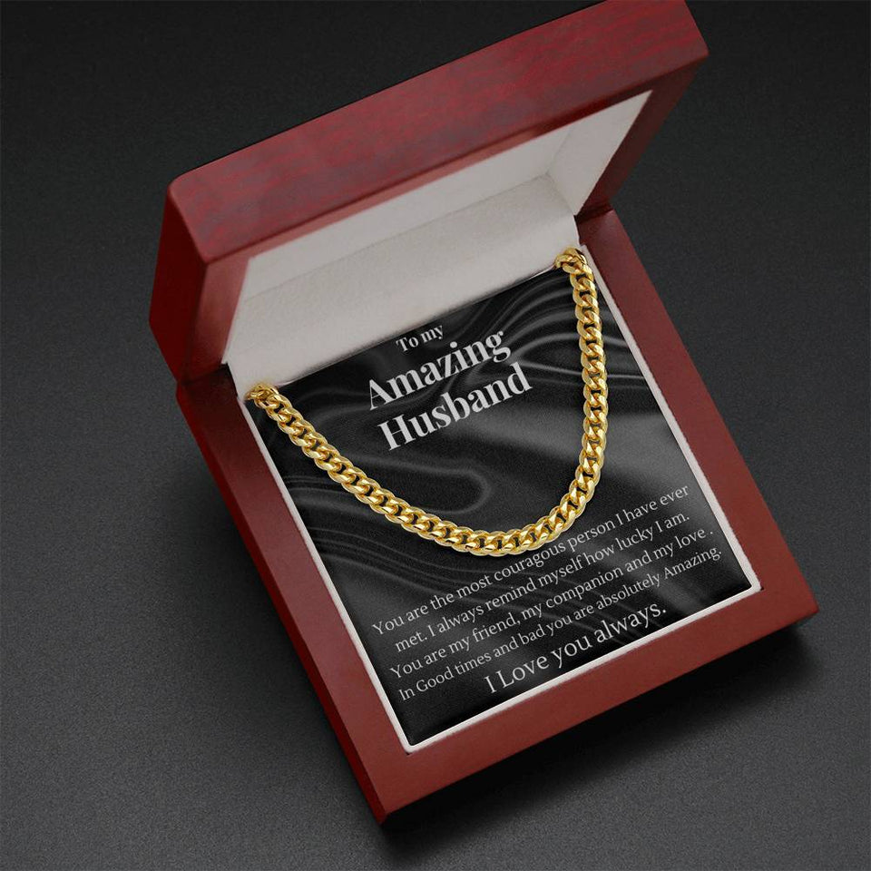 To My Amazing Husband Cuban Chain Necklace - Valentine'S Day Gift For Him
