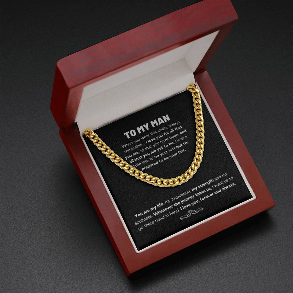 To My Man Chain Necklace Gifts For Husband Boyfriend Cuban Link Chain Necklace Anniversary To My Man Couples Present