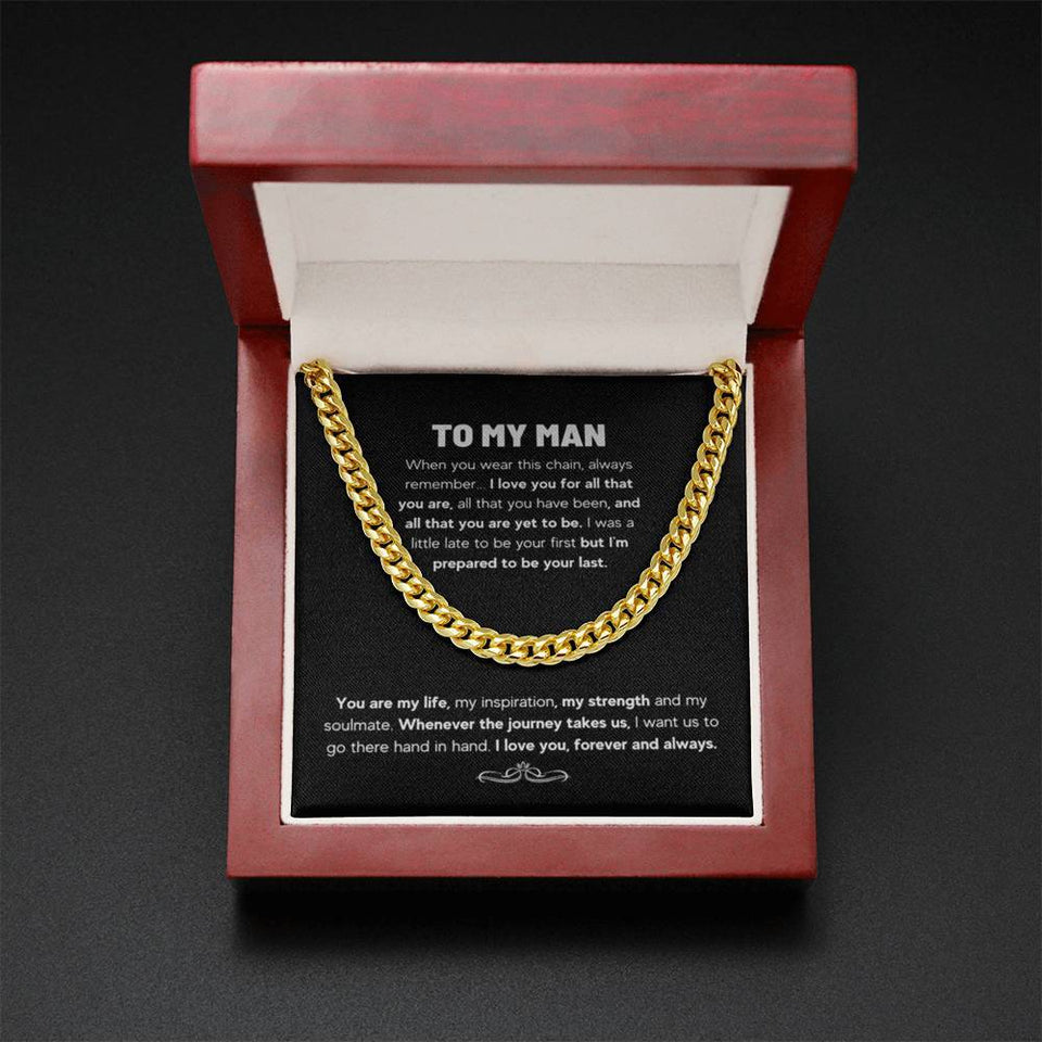 To My Man Chain Necklace Gifts For Husband Boyfriend Cuban Link Chain Necklace Anniversary To My Man Couples Present