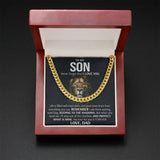 To My Son Cuban Necklace Gift from Dad - Remember I am there waiting, watching, Keeping to there shadows Cuban Link Chain Necklace LX006B