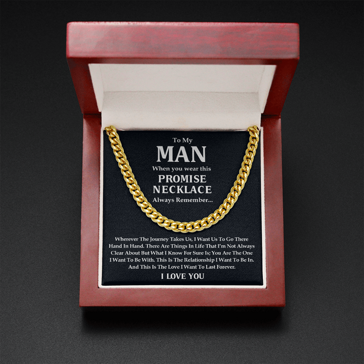To My Man Promise Necklace Husband Boyfriend Gift I Want Us Go Home Hand In hand Cuban Link chain Necklace LX015B