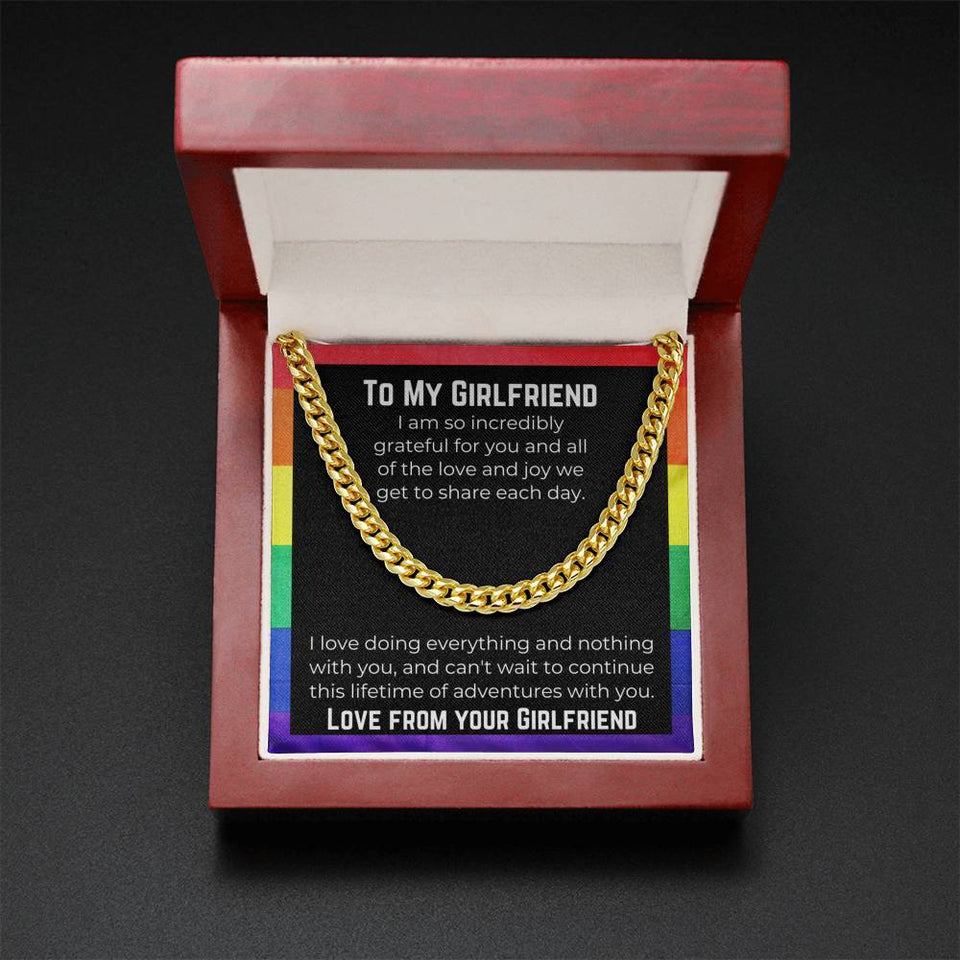 Lesbian Girlfriend Necklace. Cuban Link Chain On Message Card. Lgbtqia Bde Butch Dyke Stud Masc Gift. Birthday