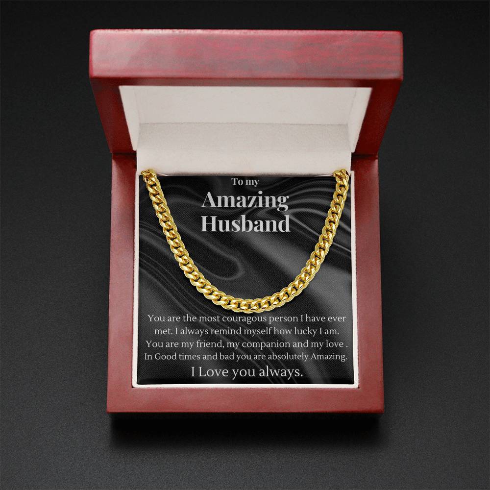 To My Amazing Husband Cuban Chain Necklace - Valentine'S Day Gift For Him