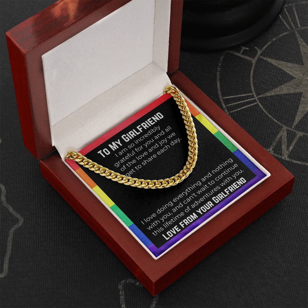 Lesbian Girlfriend Necklace. Cuban Link Chain On Message Card. Lgbtqia Bde Butch Dyke Stud Masc Gift. Birthday