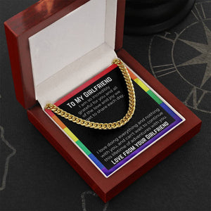 Lesbian Girlfriend Necklace. Cuban Link Chain On Message Card. Lgbtqia Bde Butch Dyke Stud Masc Gift. Birthday