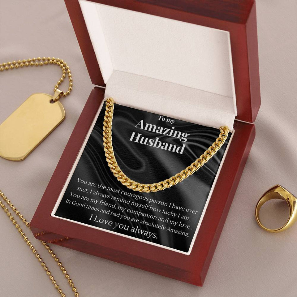 To My Amazing Husband Cuban Chain Necklace - Valentine'S Day Gift For Him