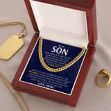 To My Son Cuban Necklace Gift - I'd use my last breath to tell you I Love You - Love, Mom Cuban Link Chain Necklace LX006D