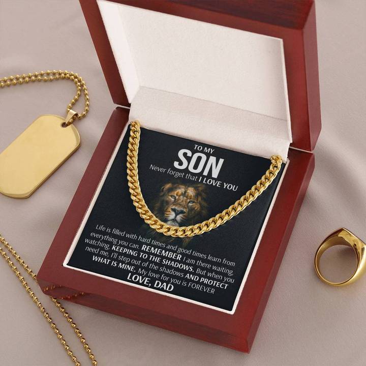 To My Son Necklace - Keeping To The Shadows Cuban Link Chain Necklace Love, Dad