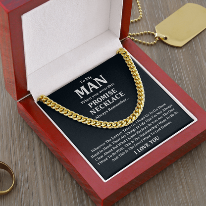 To My Man Promise Necklace Husband Boyfriend Gift I Want Us Go Home Hand In hand Cuban Link chain Necklace LX015B