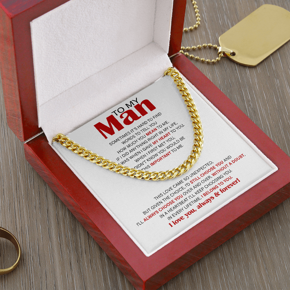 Necklace for Man - I belong to you, Birthday Gift, Anniversary, Father's Day Gift, Necklace for Man, Cuban Link Chain Necklace