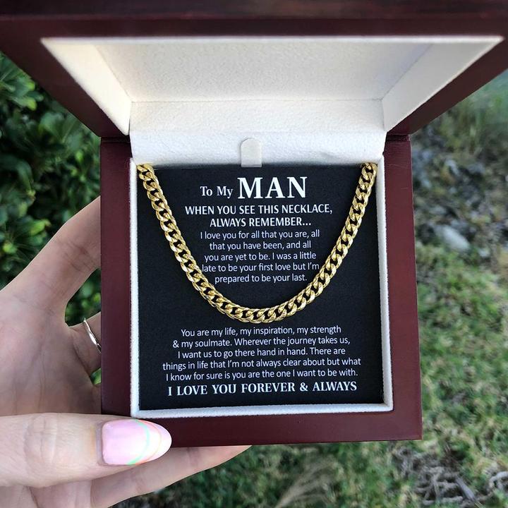 To My Man Necklace - Husband Boyfriend Necklace You are my life, my inspiration, my strength & my soulmate Cuban Link Chain Necklace LX343F