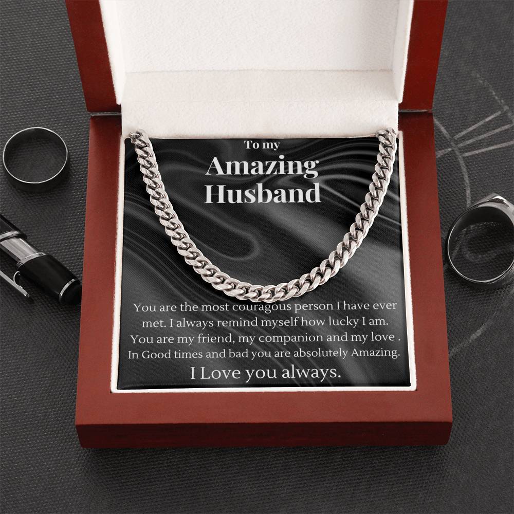 To My Amazing Husband Cuban Chain Necklace - Valentine'S Day Gift For Him