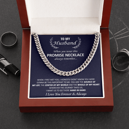 To My Husband Soulmate Man Necklace Gift - You are source of my joy, the center of my world and the whole of my heart Cuban Link Chain Necklace LX122A