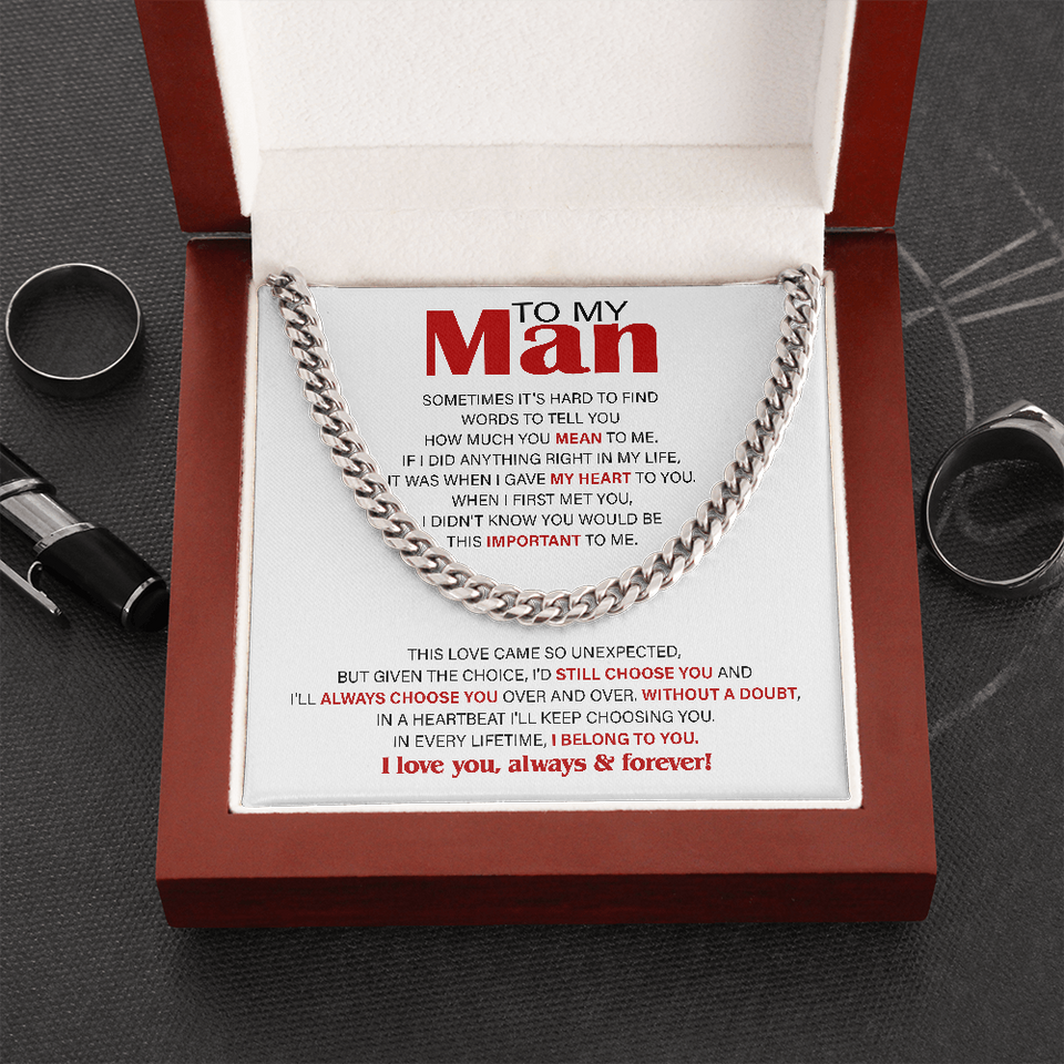 Necklace for Man - I belong to you, Birthday Gift, Anniversary, Father's Day Gift, Necklace for Man, Cuban Link Chain Necklace