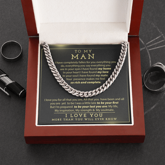 Man Necklace, To My Man Necklace I Love You More Than You Will Ever Know, Necklace for Man, Cuban Link Chain Necklace