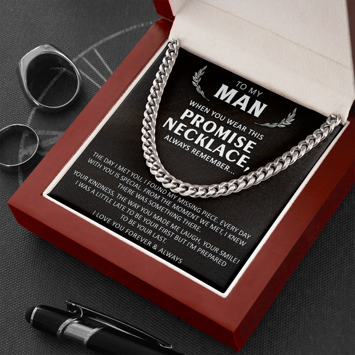 To My Man Promise Necklace Gift I Found My Missing Piece Cuban Link Chain Necklace LX017E