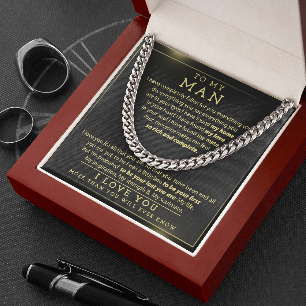 Man Necklace, To My Man Necklace I Love You More Than You Will Ever Know, Necklace for Man, Cuban Link Chain Necklace
