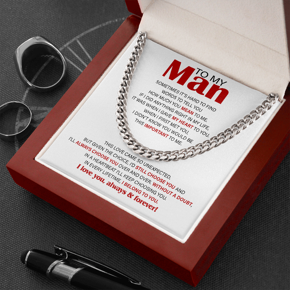 Necklace for Man - I belong to you, Birthday Gift, Anniversary, Father's Day Gift, Necklace for Man, Cuban Link Chain Necklace