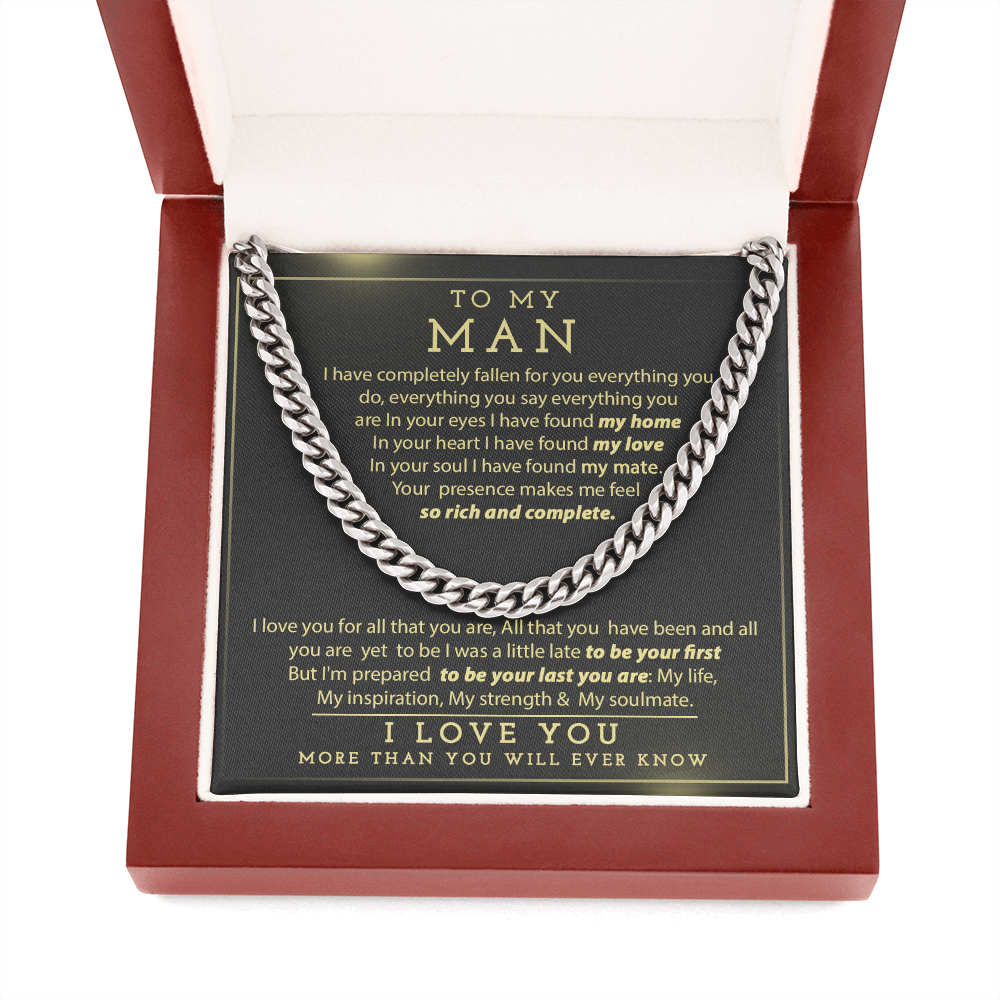 Man Necklace, To My Man Necklace I Love You More Than You Will Ever Know, Necklace for Man, Cuban Link Chain Necklace