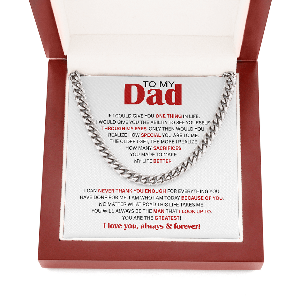 To My Dad Necklace - I can never thank you enough for everything you, Father's Day Gift, Birthday Gift, Necklace for Dad, Cuban Link Chain Necklace