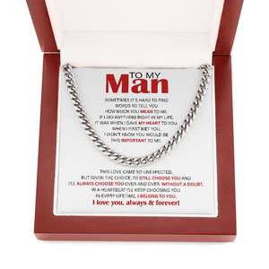 Necklace for Man - I belong to you, Birthday Gift, Anniversary, Father's Day Gift, Necklace for Man, Cuban Link Chain Necklace