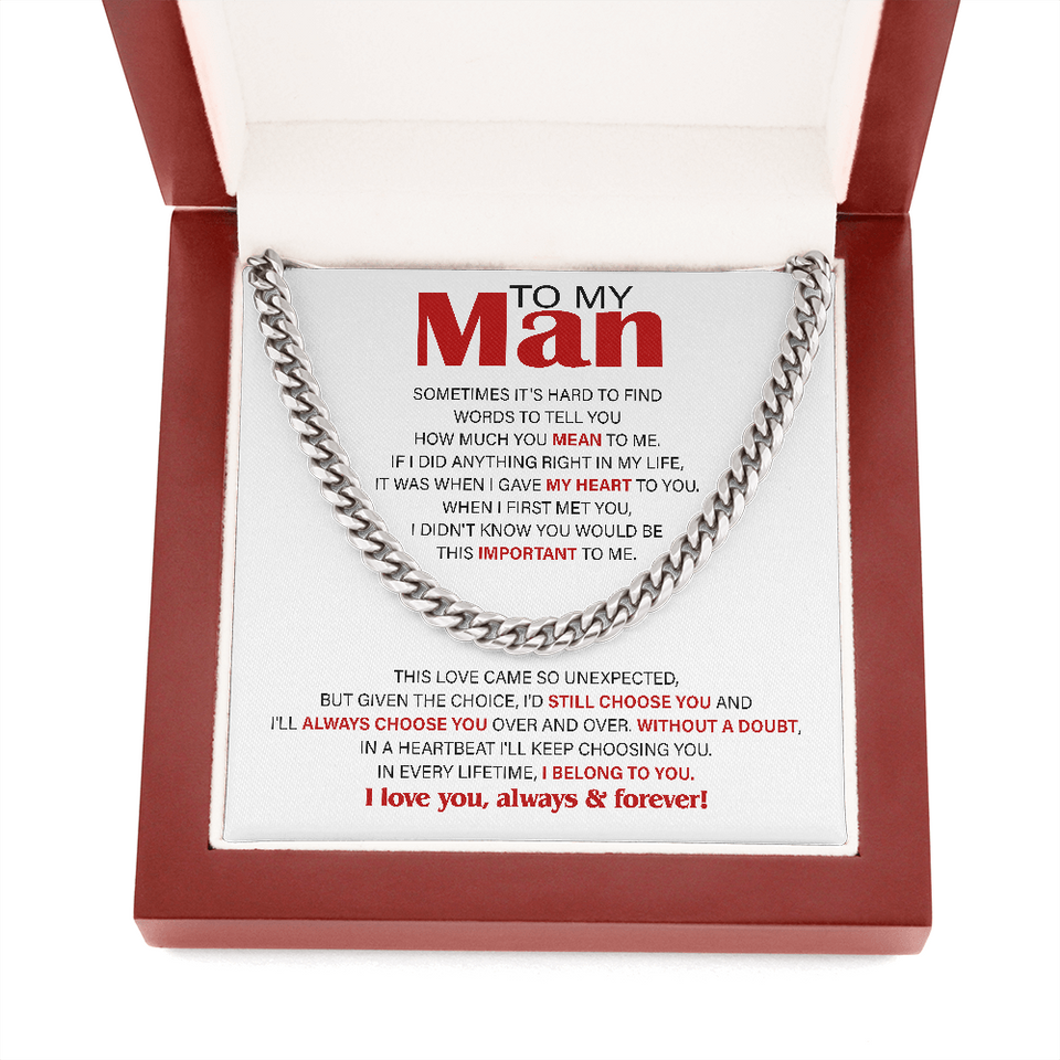 Necklace for Man - I belong to you, Birthday Gift, Anniversary, Father's Day Gift, Necklace for Man, Cuban Link Chain Necklace
