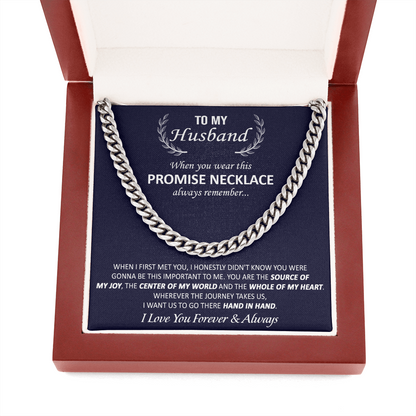 To My Husband Soulmate Man Necklace Gift - You are source of my joy, the center of my world and the whole of my heart Cuban Link Chain Necklace LX122A