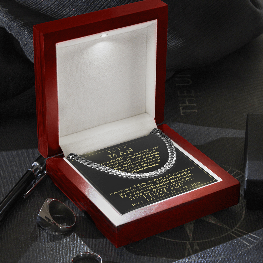 Man Necklace, To My Man Necklace I Love You More Than You Will Ever Know, Necklace for Man, Cuban Link Chain Necklace