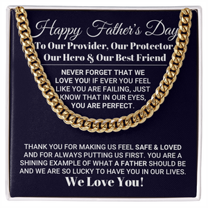 Our World Father's Day Necklace, Necklace for Father, Father's Day Gift, Best Gift idea for Father, Cuban Link Chain Necklace