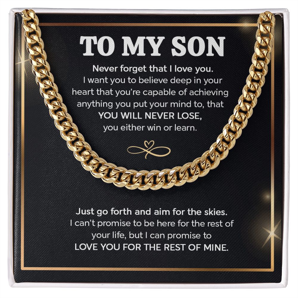 To My Son I Just Go Forth And Aim For The Skies I Cuban Link Chain Necklace
