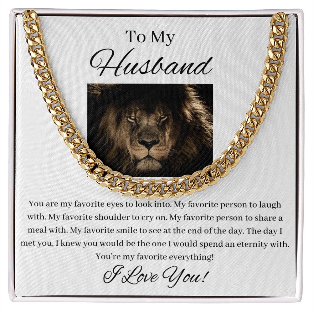 To My Husband - My Favorite Everything - Cuban Link Chain - White Card