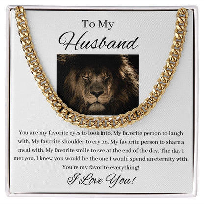 To My Husband - My Favorite Everything - Cuban Link Chain - White Card