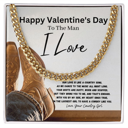 Happy Valentine's Day To The Man I Love Cuban Link Chain Necklace Gift For Mom, necklace For Wife, Gift For Mother's Day