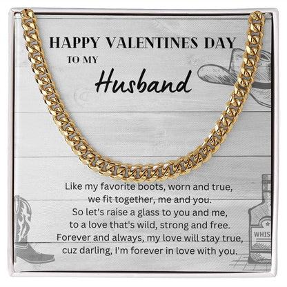Happy Valentine's Day To My Husband Cuban Link Chain Necklace Gift For Mom, necklace For Wife, Gift For Mother's Day