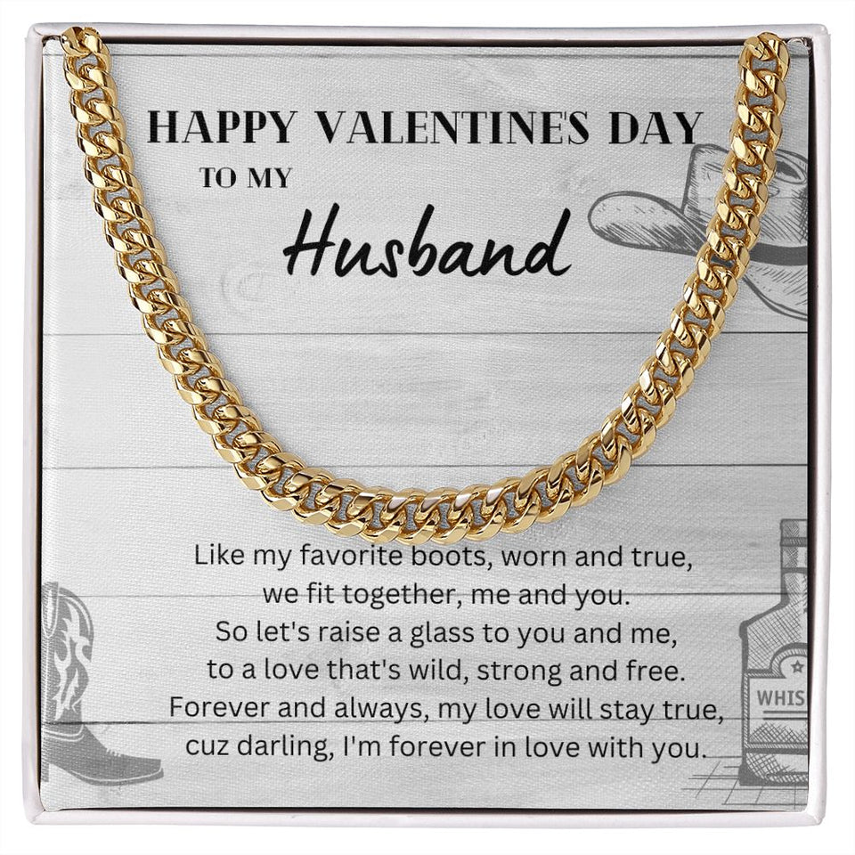 Happy Valentine's Day To My Husband Cuban Link Chain Necklace Gift For Mom, necklace For Wife, Gift For Mother's Day