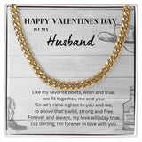 Happy Valentine's Day To My Husband Cuban Link Chain Necklace Gift For Mom, necklace For Wife, Gift For Mother's Day