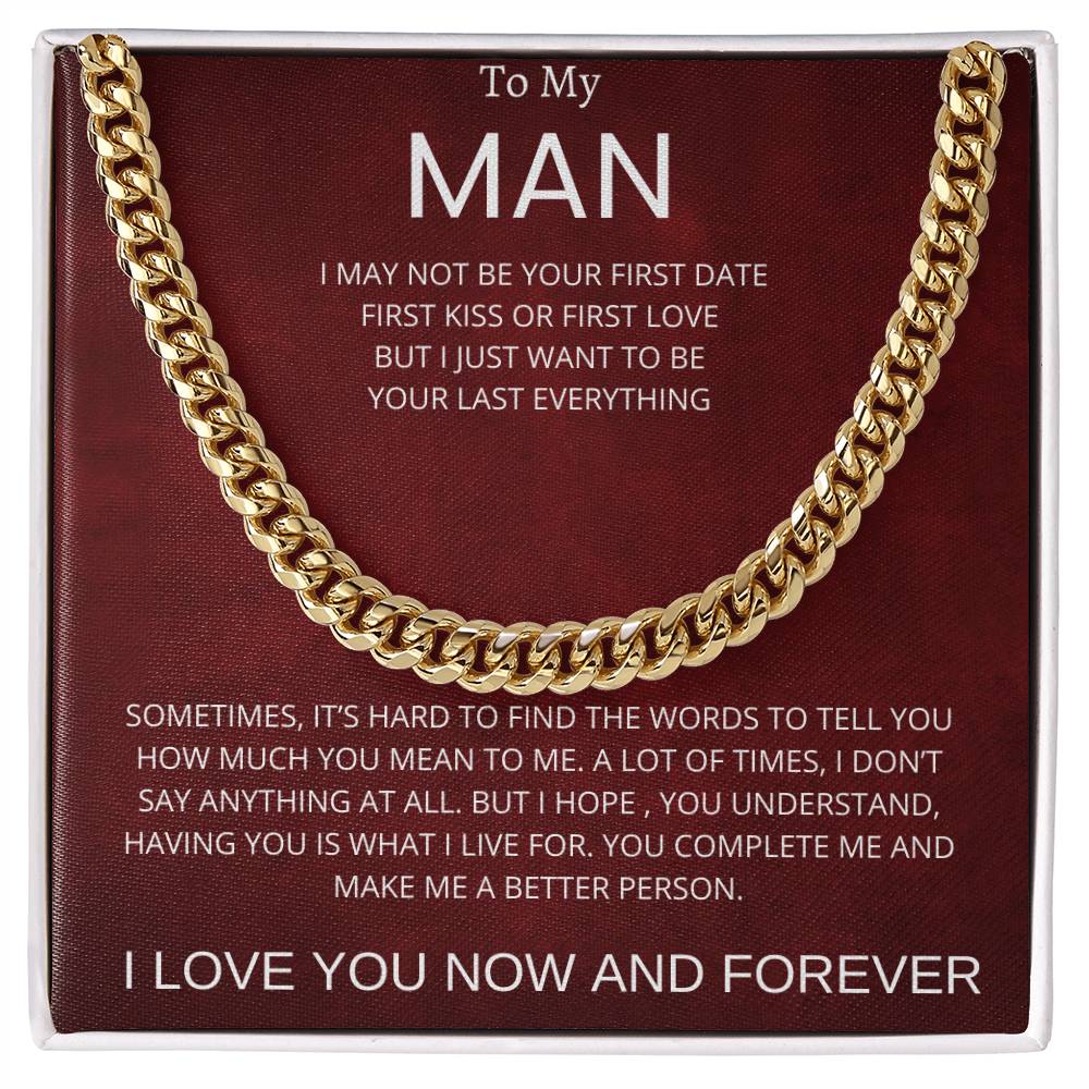 To My Man Cuban Link Chain Necklace Gift for Boyfriend Husband or Soulmate