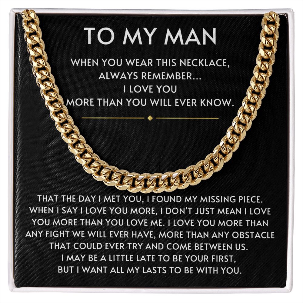 To my Man- Always Remember Cuban Link Chain-Black