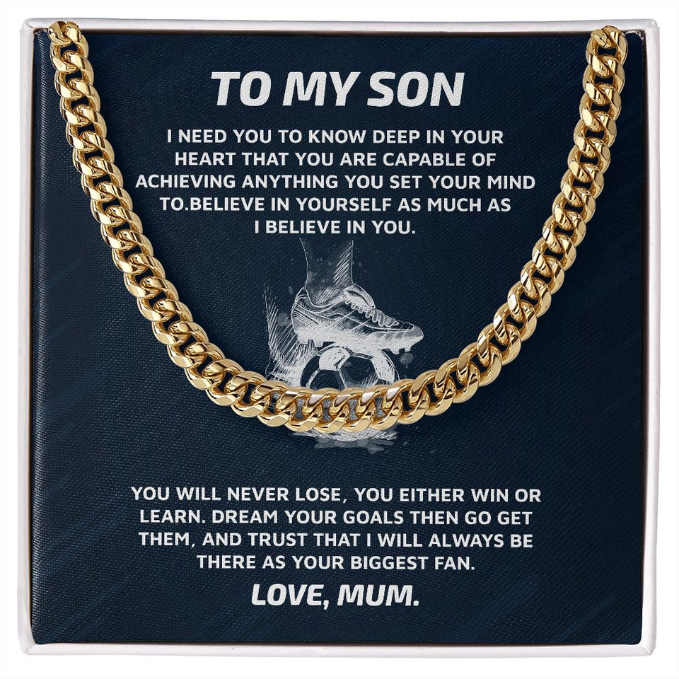 Cuban Link chain For Son Gift for your Football Player Gift For Mom, necklace For Wife, Gift For Mother's Day